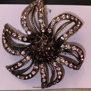 🆕Bead Landing floral finding / brooch w/  purple & dark burgundy rhinestones.